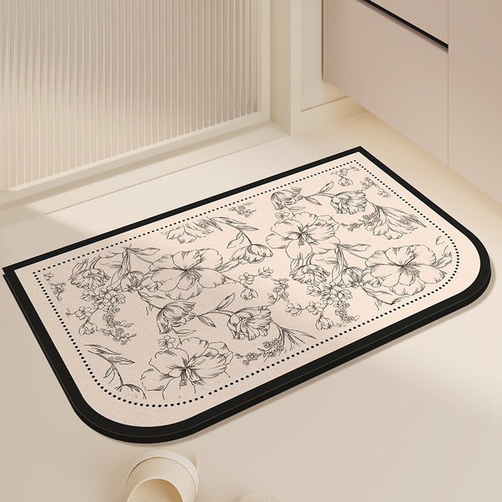 Floral Pattern Memory Foam Bath Mat