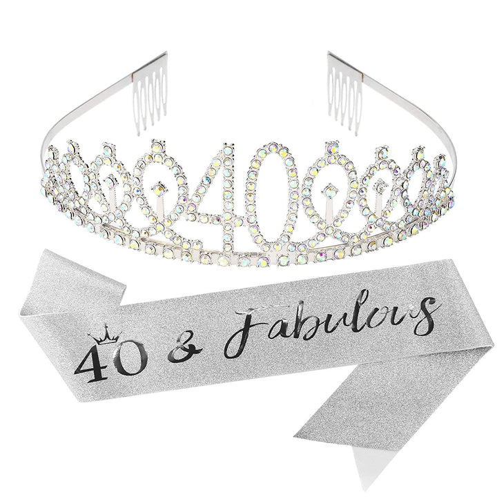Ladies Sparkling Tiara with personalized 80th Birthday Inscription Bowlift