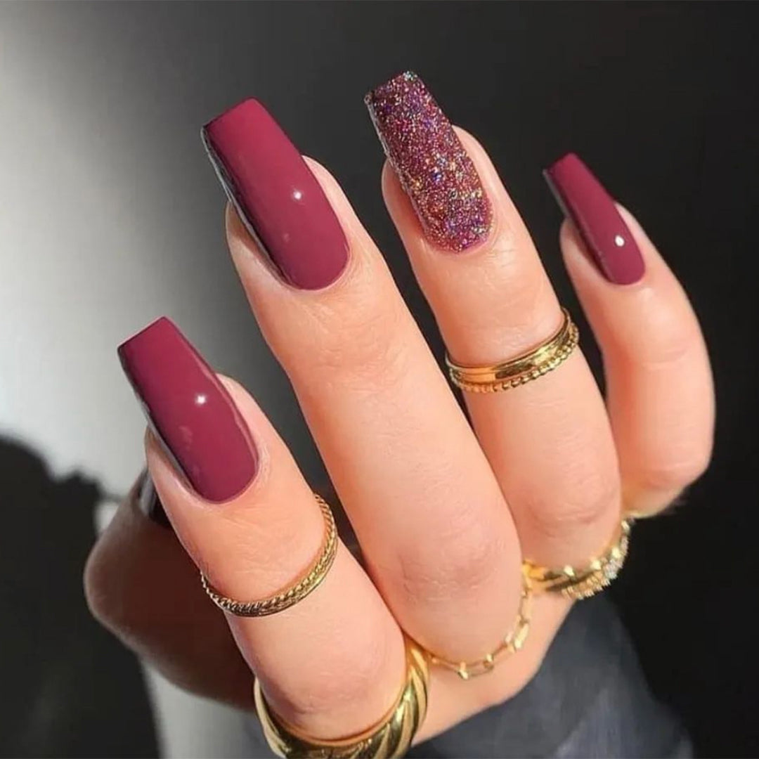 Premium Glitter Accented Press-On Nail Art Set