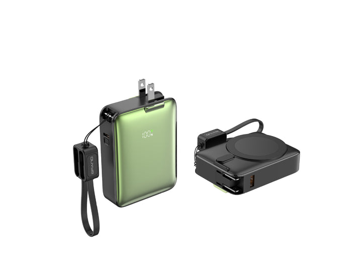 Portable power bank with integrated magnetic charger and smart LED display Bowlift