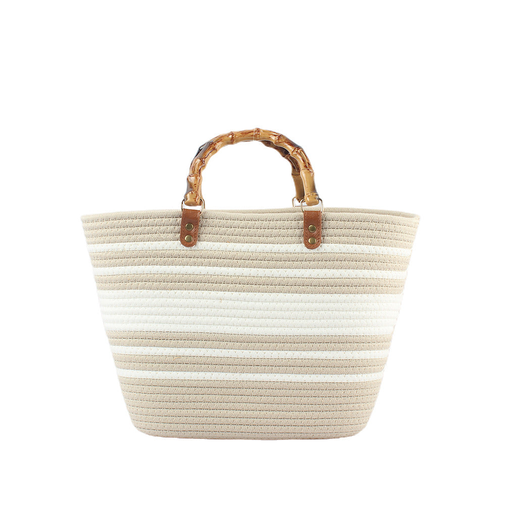Stylish beach bag with bamboo handles Bowlift