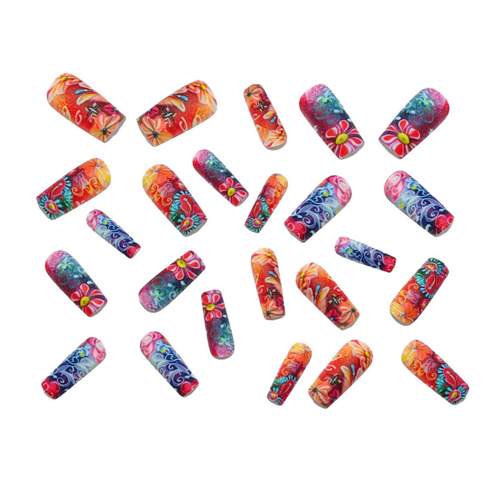 Artificial nails with luxurious 3D flowers and glitter accents Bowlift
