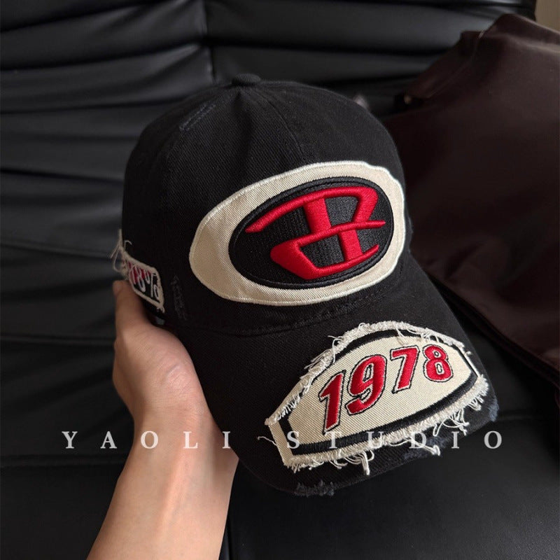 Men's Distressed Graphic Logo Baseball Cap Bowlift