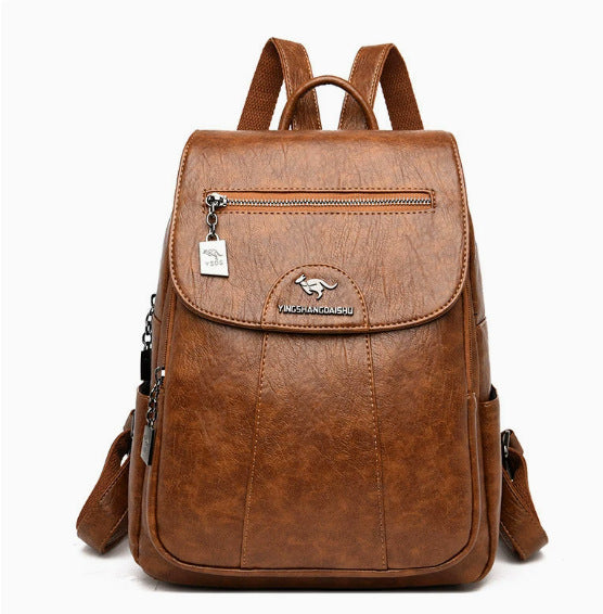 Stylish Multi-Pocket Leather Backpack Bowlift