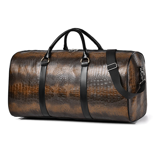 Stylish Crocodile Textured Travel Duffel