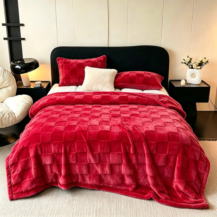 Textured Patchwork Fleece Blanket Bowlift