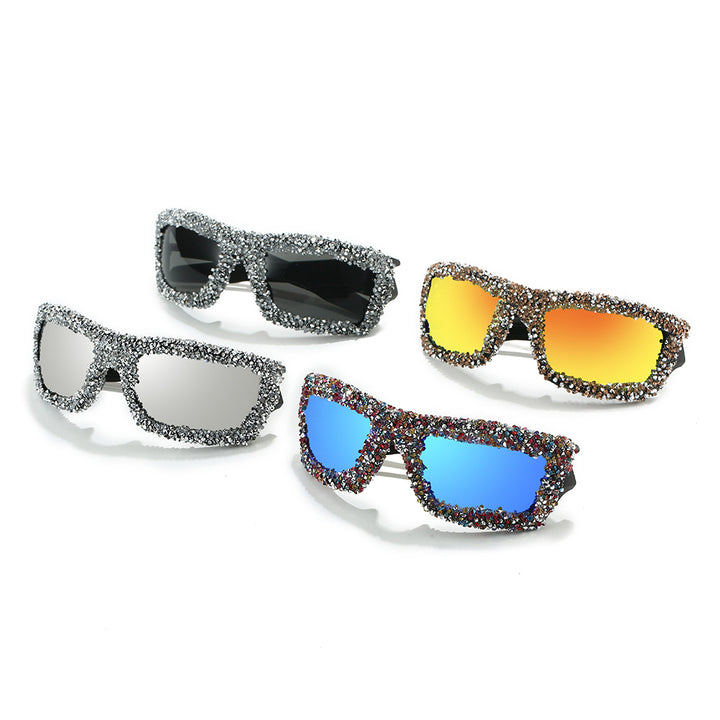 Women's sporty sunglasses with sparkling rhinestone frame Bowlift