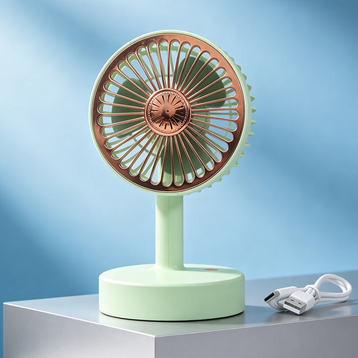 Portable USB Table Fan with LED Lighting and Flexible Tilt Angle Bowlift
