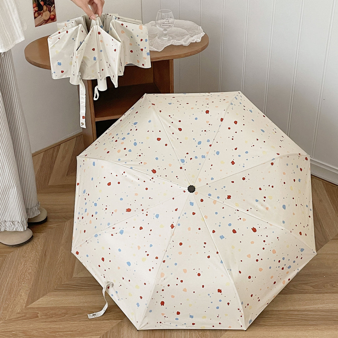 Ladies Folding Umbrella with Colorful Speckle Design Bowlift
