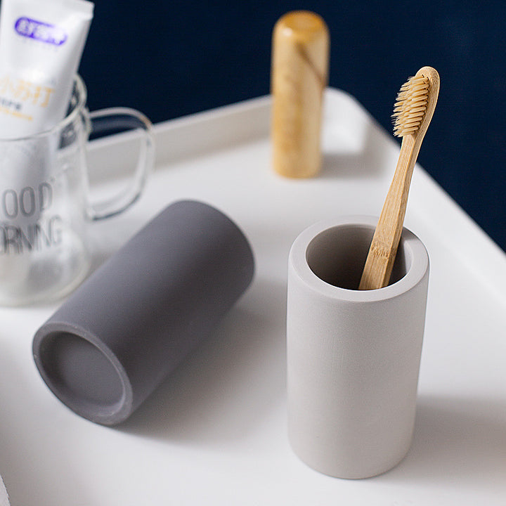 Concrete Single Toothbrush Stand Holder Set Bowlift