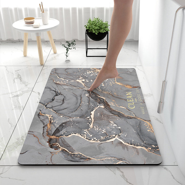 Soft Print Abstract Marble Bath Mat Bowlift