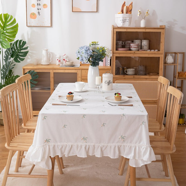 Elegant Floral Embroidered Tablecloth