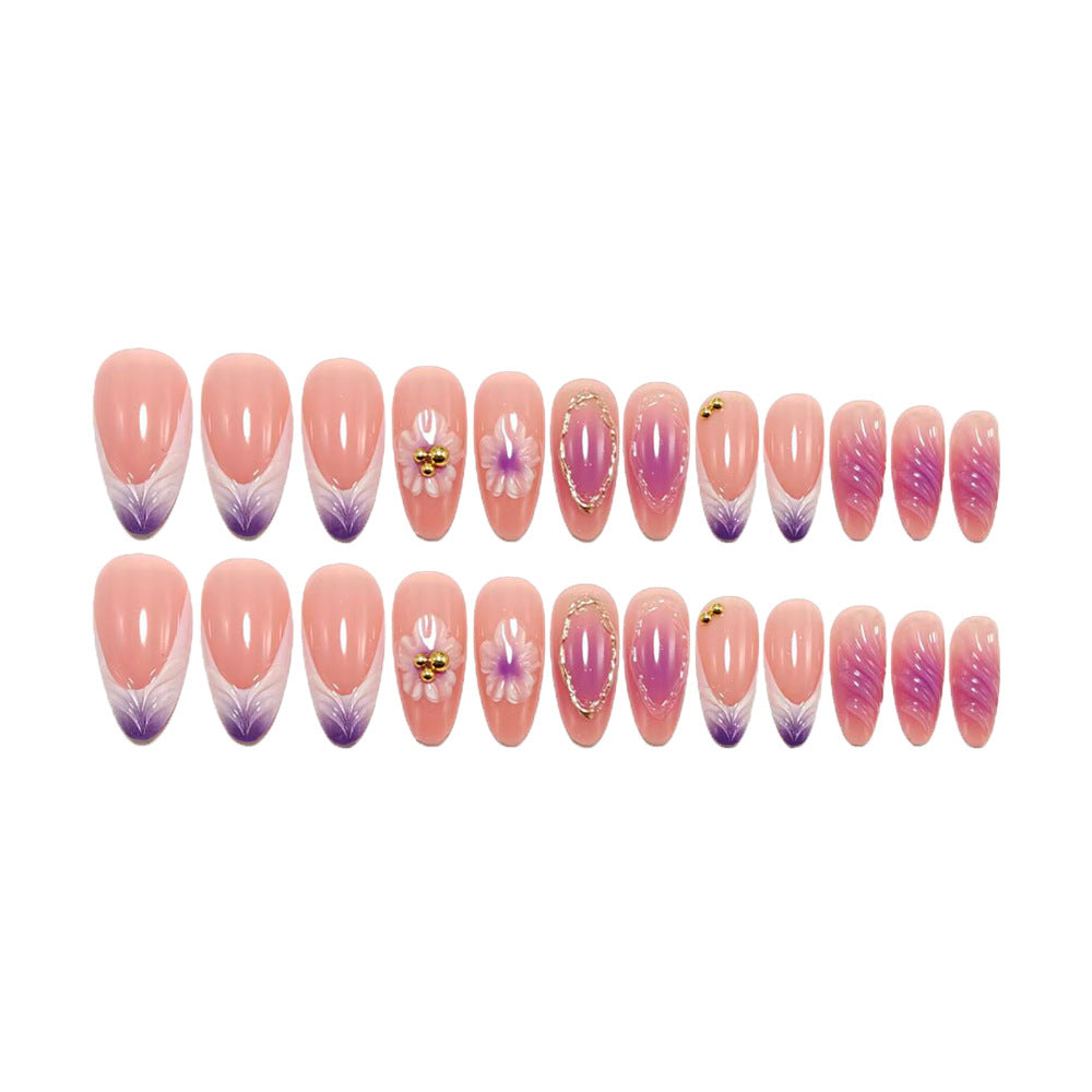 Artificial nails with intricate flower and glitter design Bowlift