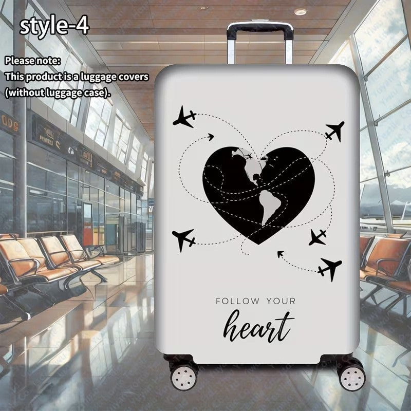 Unisex luggage cover with creative world travel motif Bowlift