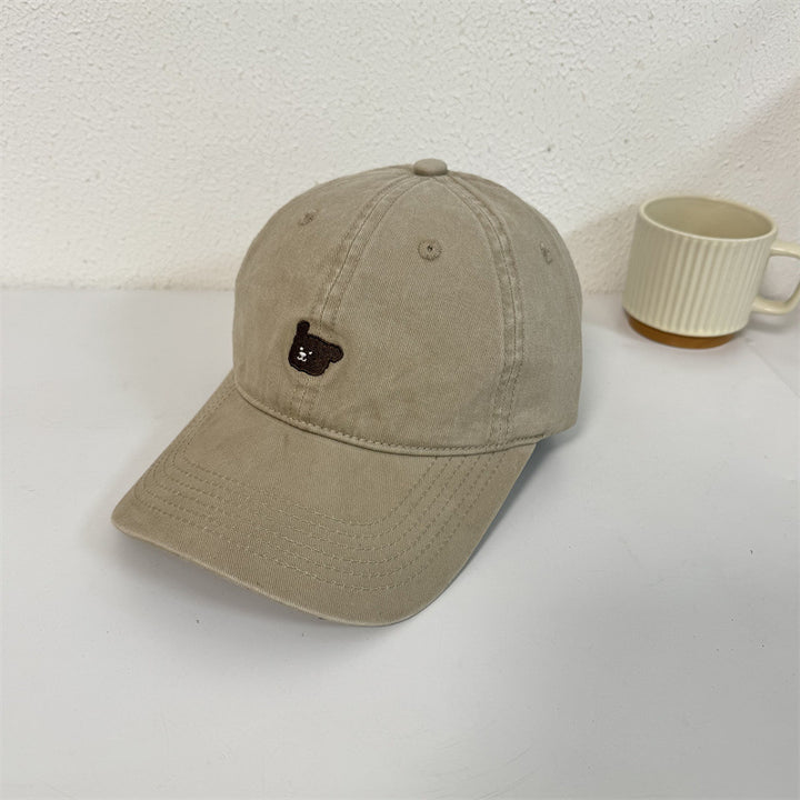 Women's Cute Embroidered Bear Cap Bowlift