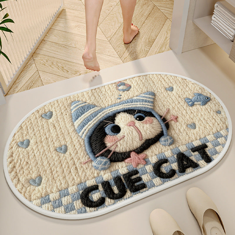 Decorative Cat-Themed Bath Mat Bowlift