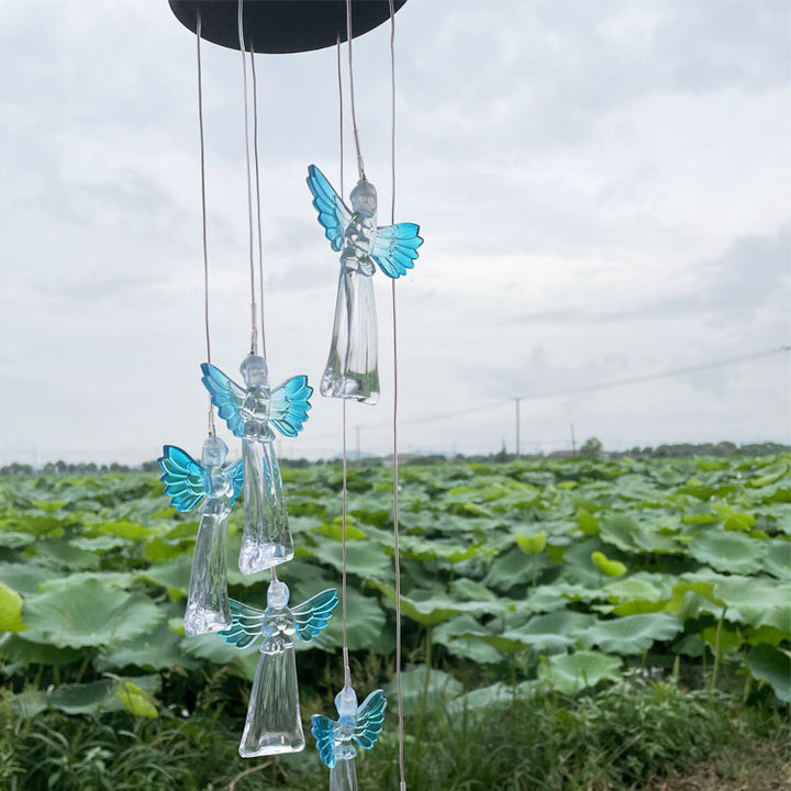 LED Solar Butterfly Wind Chime Garden Hanging Light Bowlift