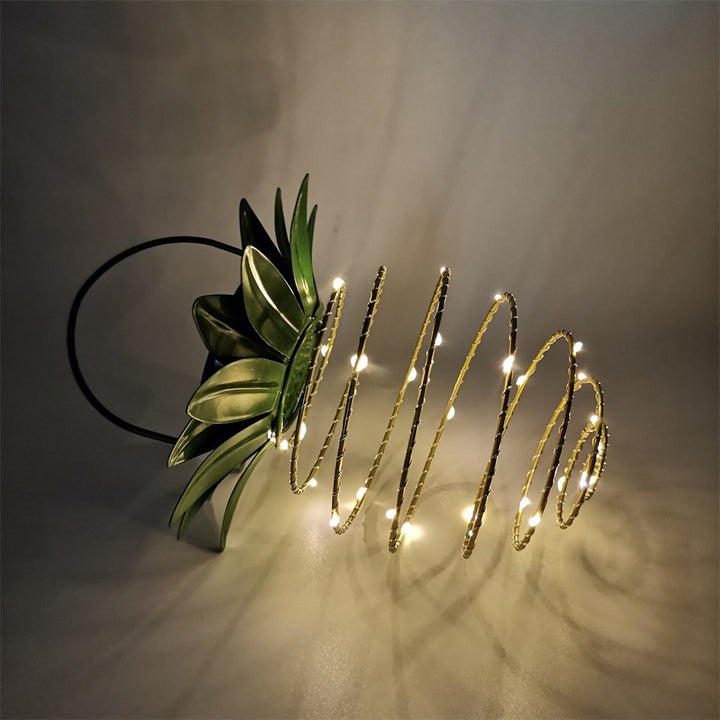 Spiral Pendant LED Hanging Planter Lamp With Faux Tropical Leaf Topper Bowlift