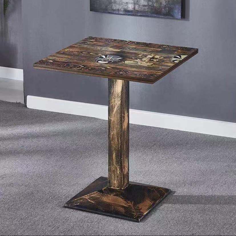 Vintage dining table with custom license plate design Bowlift
