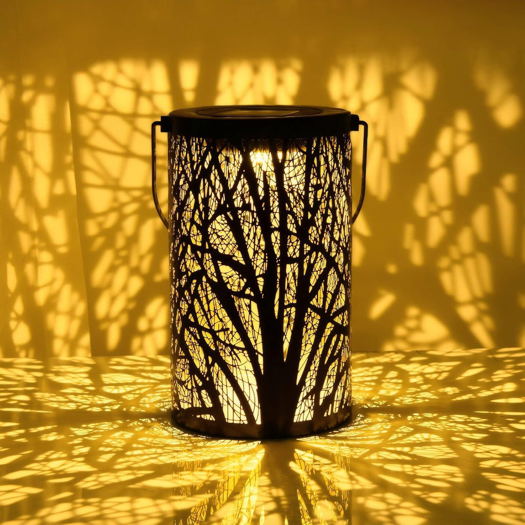 Intricate Metal Shadow Projection Table Lamp With Rechargeable LED Bowlift