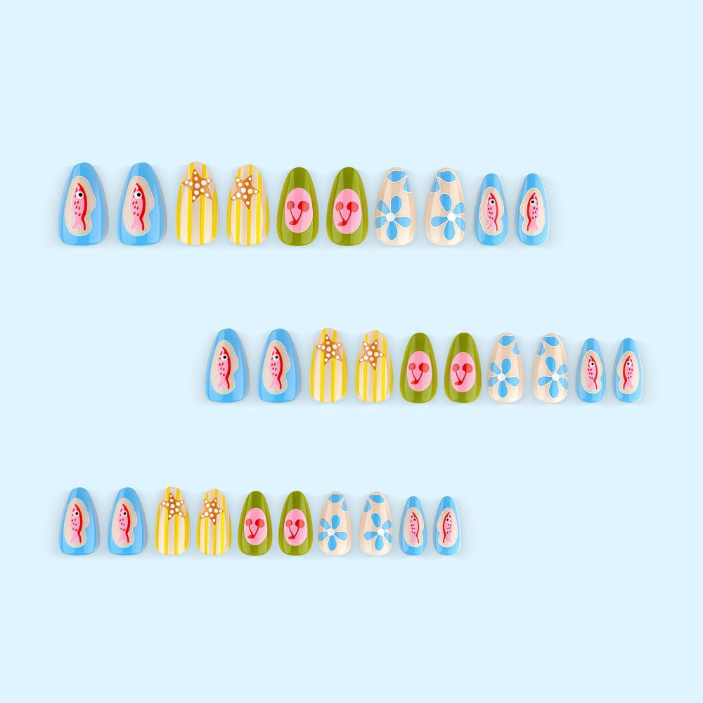 Artificial nails with playful fruit and flower motif Bowlift