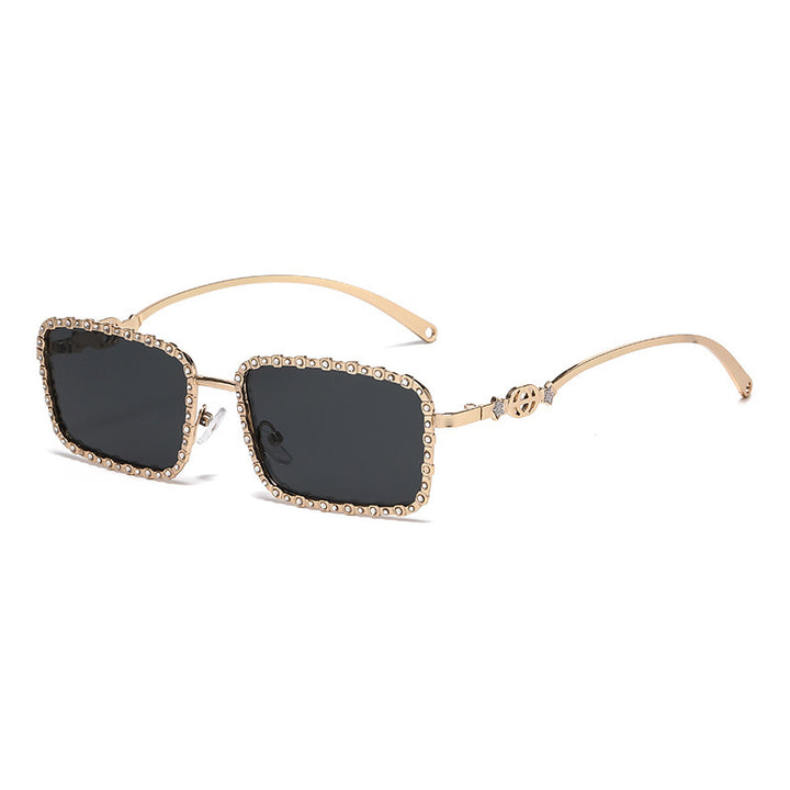 Women's elegant square sunglasses with luxurious rhinestone frame Bowlift