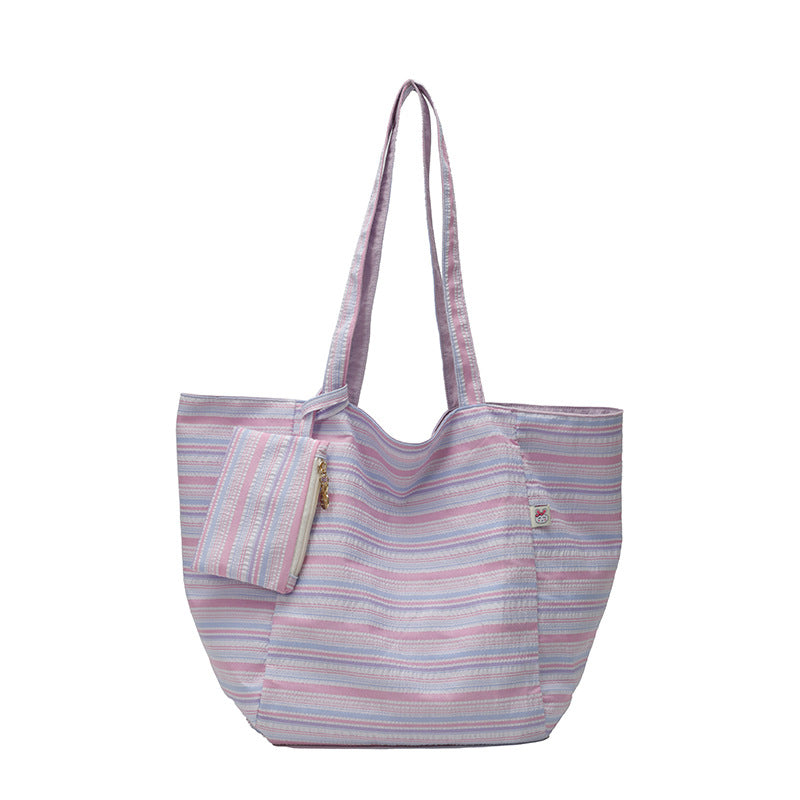 Spacious Wave Stripe Shopping Bag Bowlift