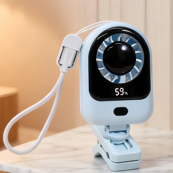 Women's portable table fan with LCD display and USB charging port Bowlift