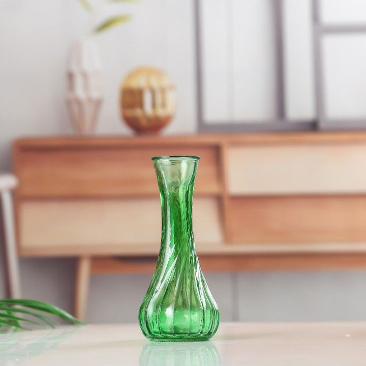 Handblown glass bud vase with fluted neck and weighted base Bowlift