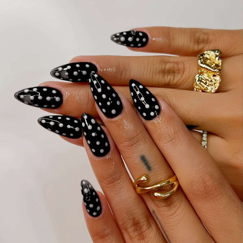 Polka Dot Stiletto Press-On Nails Bowlift