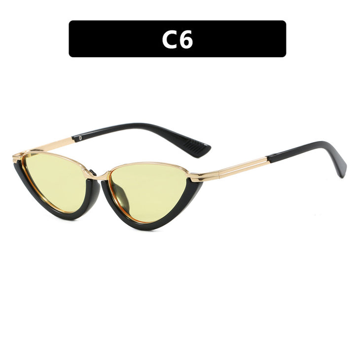 Women futuristic Cat-Eye sunglasses with golden accents Bowlift