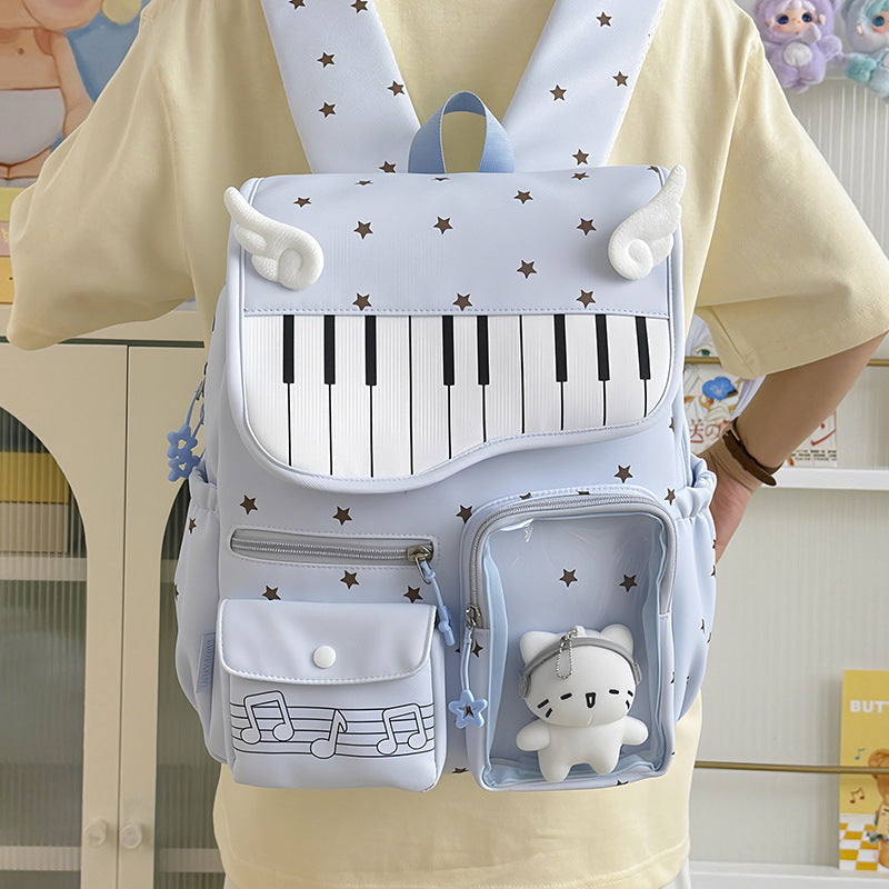 Piano-Themed Casual Backpack Bowlift