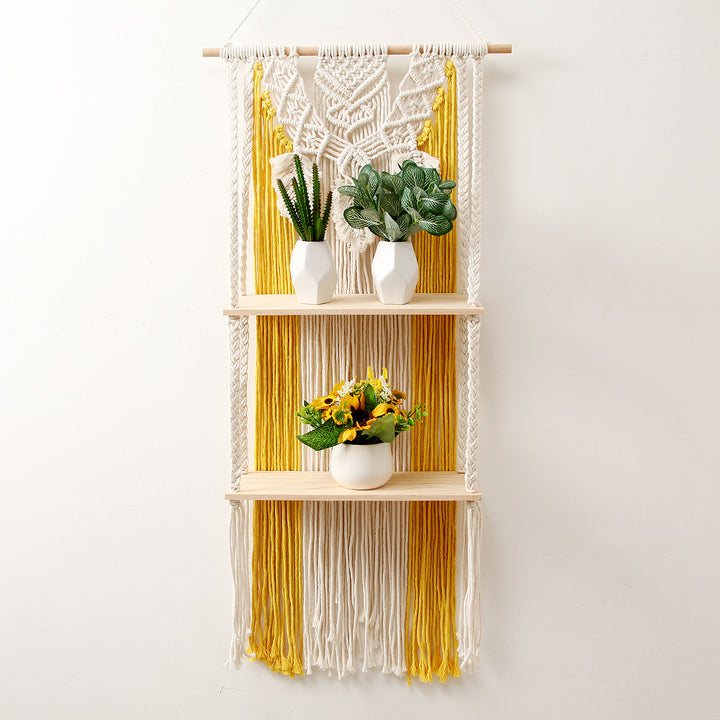 Macramé Wall Decor with Shelving Bowlift