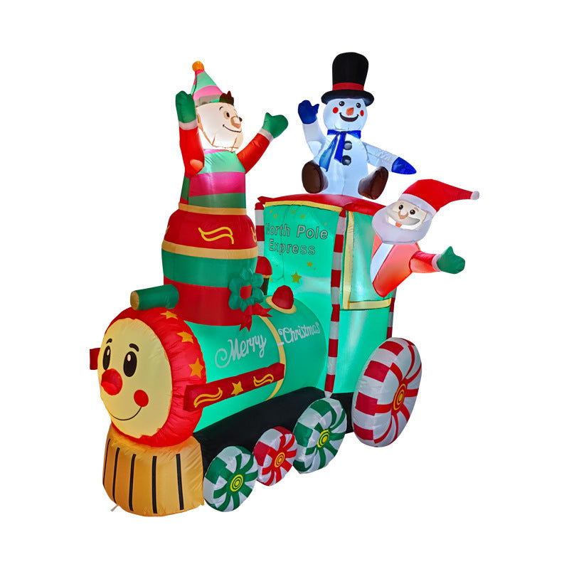 Inflatable Led Yard Santa Riding Polar Bear Outdoor Christmas Decoration With Internal Fan And Anchor Stakes