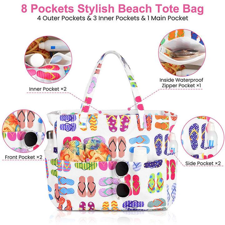 Spacious and Stylish Shopping Bag with Striped Pattern Bowlift