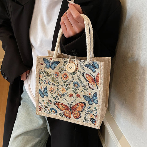 Embroidered Floral Tote Bag