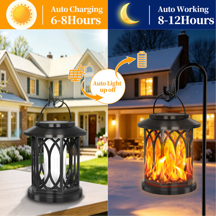 Decorative Solar Hanging Lantern With Metal Lattice Panels Bowlift