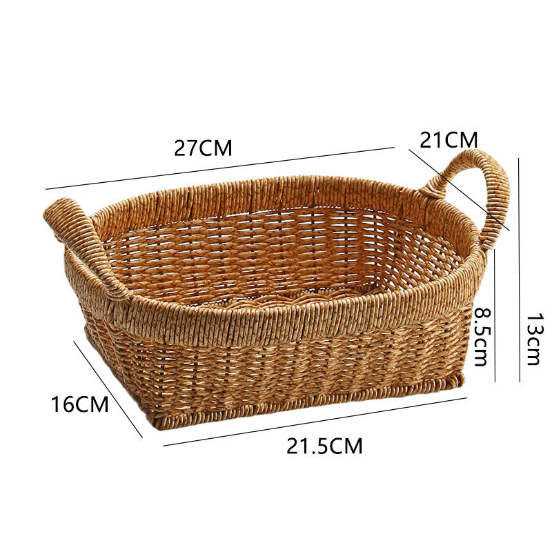 Handwoven Rectangular Storage Basket with Comfortable Handles Bowlift