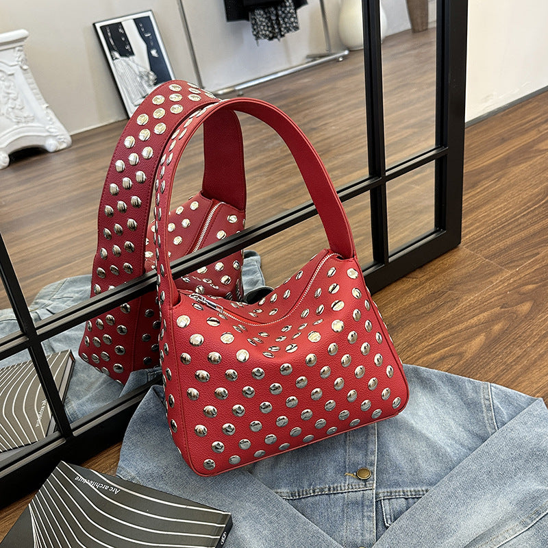Studded Faux Leather Handbag