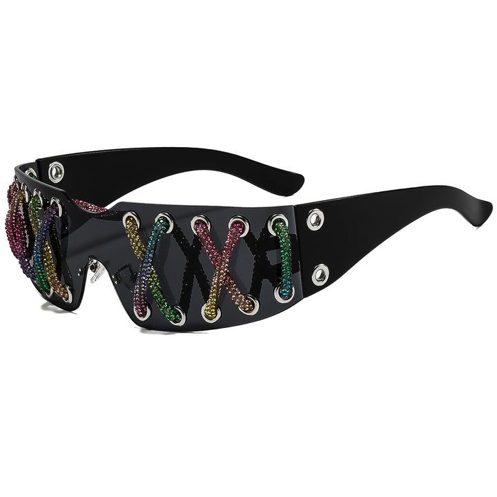 Women futuristic design sunglasses with unique decor Bowlift