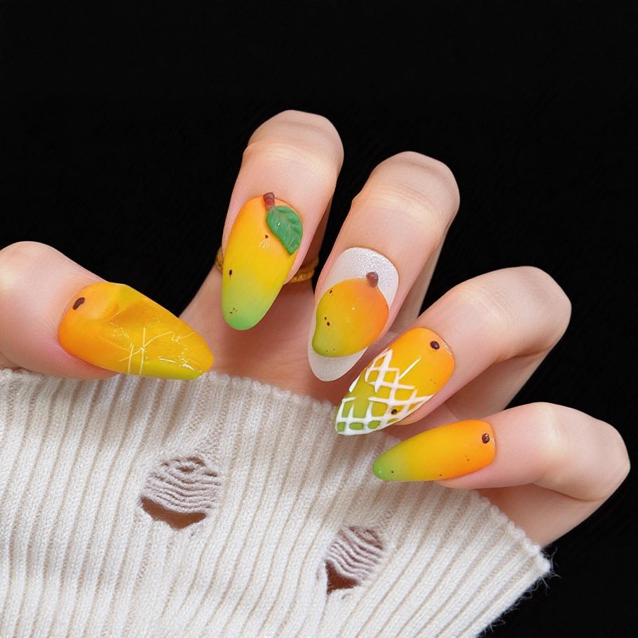 Artificial nails with fruity mango design Bowlift