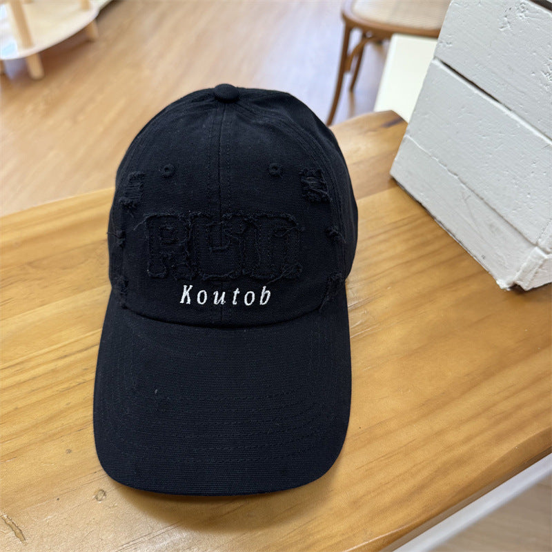 Men's Distressed Embroidered Baseball Cap Bowlift