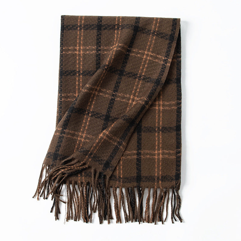 Women Checked Wool Coat Bowlift