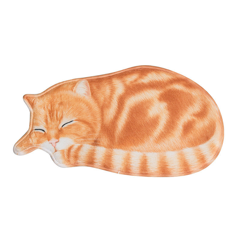 Cartoon Cat-Themed Plush Bath Mat Bowlift