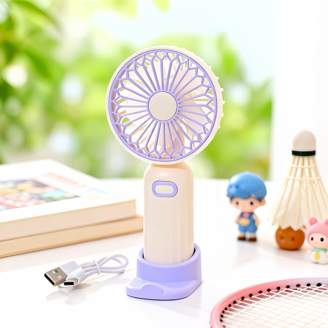 Women's portable mini hand fan with USB connection and flexible tilt Bowlift