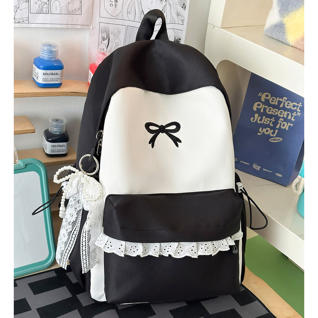 Decorative Bow-Embellished Casual Backpack Bowlift