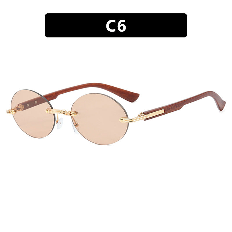 Women's round sunglasses with elegant wooden frame and UV protection Bowlift