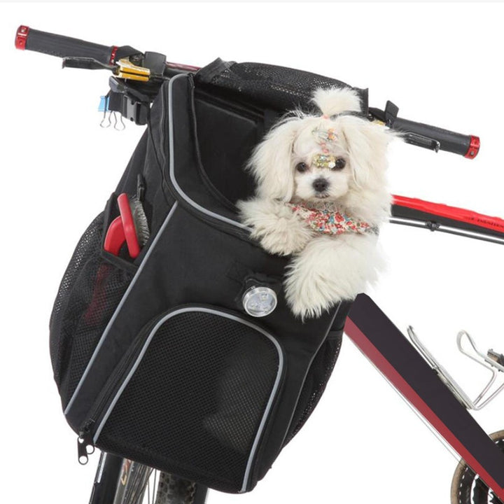Front-Mounted Pet Carrier Bike Bag with Secure Leash Breathable Mesh Padded Base Reflective Trim Bowlift