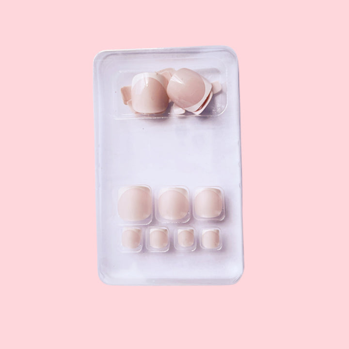 Premium French Tip Press-On Toe Nails Bowlift