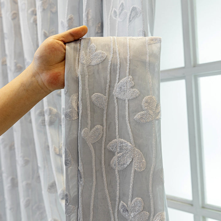 WoEmbroidered Sheer Curtain Panel Bowlift